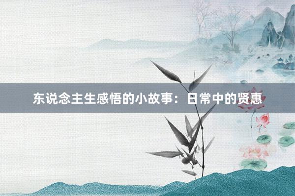 东说念主生感悟的小故事:日常中的贤惠